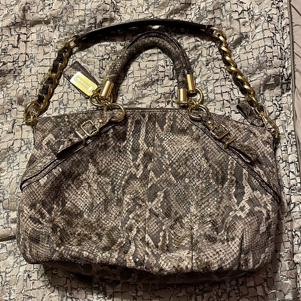Coach Madison Embossed Python Sophia Satchel Purp… - image 2